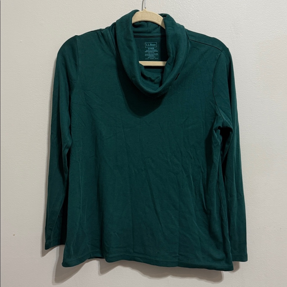 L.L. Bean Forest Green Long Sleeve Cowl Neck Tee